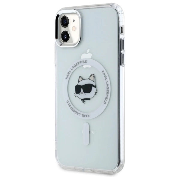 Etui Karl Lagerfeld IML Metal Choupette Head MagSafe na iPhone 11 - białe_1