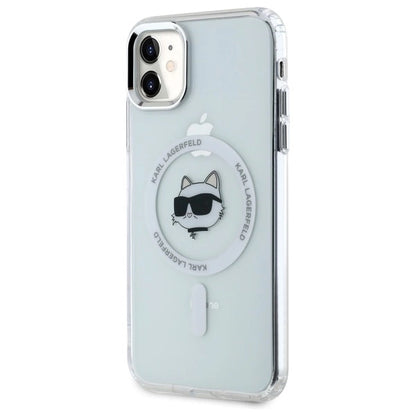 Etui Karl Lagerfeld IML Metal Choupette Head MagSafe na iPhone 11 - białe_1
