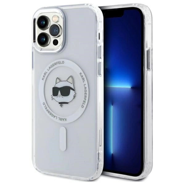 Etui Karl Lagerfeld IML Metal Choupette Head MagSafe na iPhone 12 - białe_0