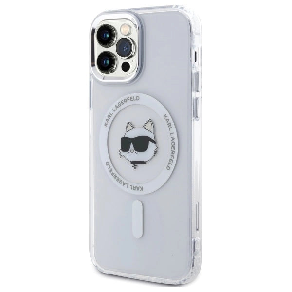 Etui Karl Lagerfeld IML Metal Choupette Head MagSafe na iPhone 12 - białe_1