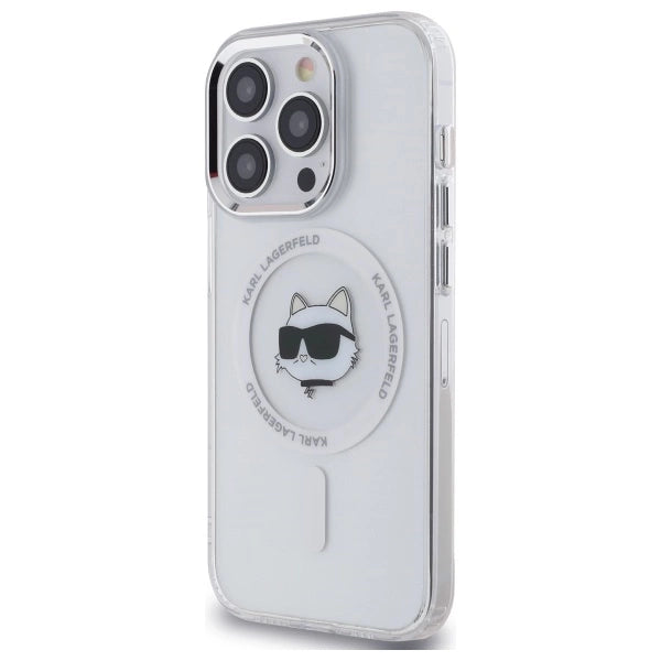 Etui Karl Lagerfeld IML Metal Choupette Head MagSafe na iPhone 14 Pro - białe_1