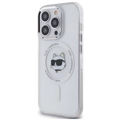 Etui Karl Lagerfeld IML Metal Choupette Head MagSafe na iPhone 14 Pro - białe_1