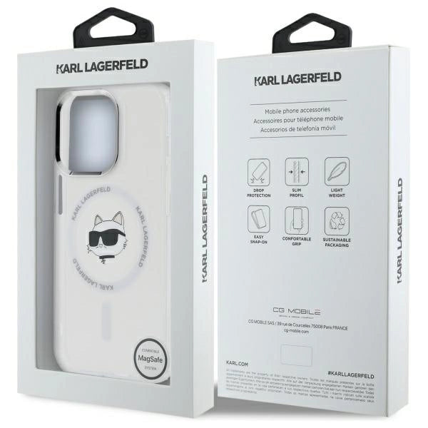 Etui Karl Lagerfeld IML Metal Choupette Head MagSafe na iPhone 14 Pro - białe_7