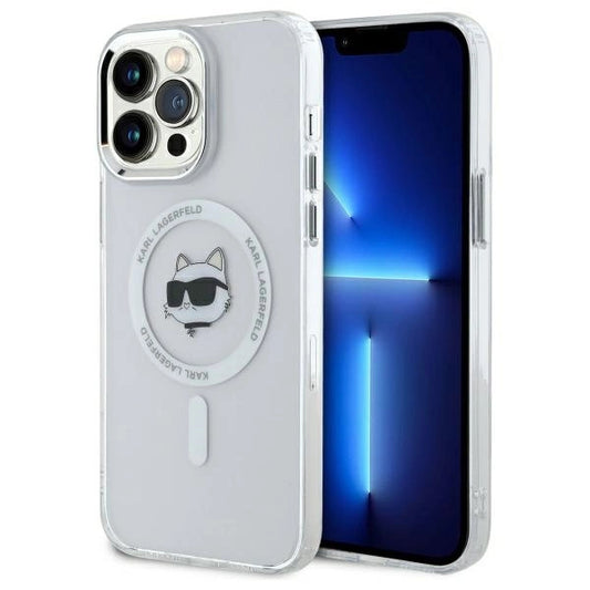 Etui Karl Lagerfeld IML Metal Choupette Head MagSafe na iPhone 14 Pro Max - białe_0