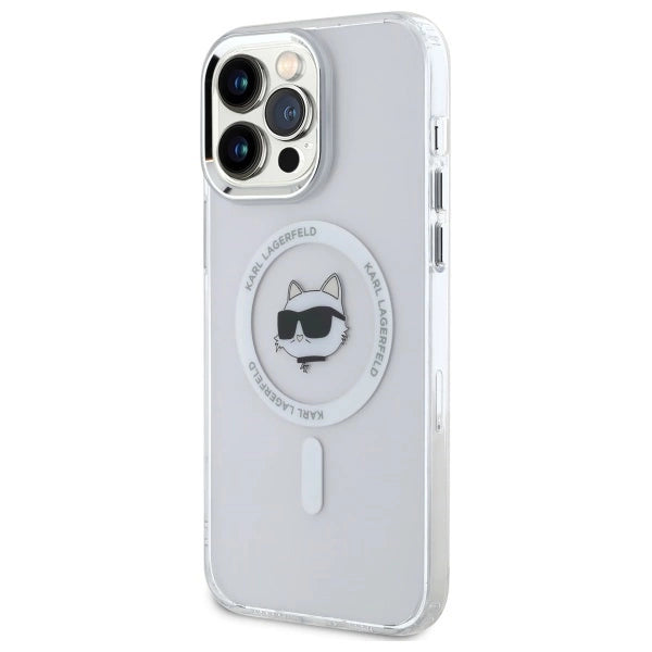 Etui Karl Lagerfeld IML Metal Choupette Head MagSafe na iPhone 14 Pro Max - białe_1