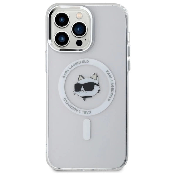 Etui Karl Lagerfeld IML Metal Choupette Head MagSafe na iPhone 14 Pro Max - białe_2