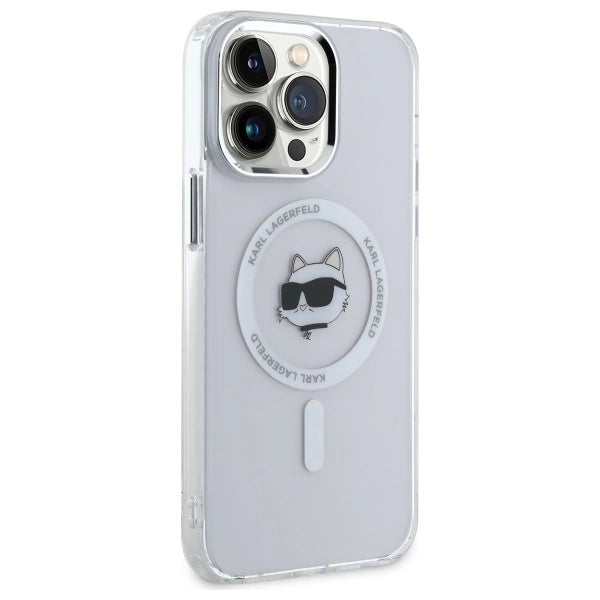 Etui Karl Lagerfeld IML Metal Choupette Head MagSafe na iPhone 14 Pro Max - białe_3