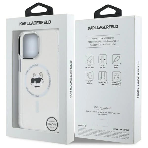Etui Karl Lagerfeld IML Metal Choupette Head MagSafe na iPhone 14 Pro Max - białe_7