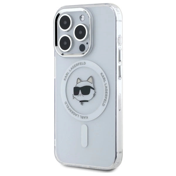 Etui Karl Lagerfeld IML Metal Choupette Head MagSafe na iPhone 15 Pro - białe_1