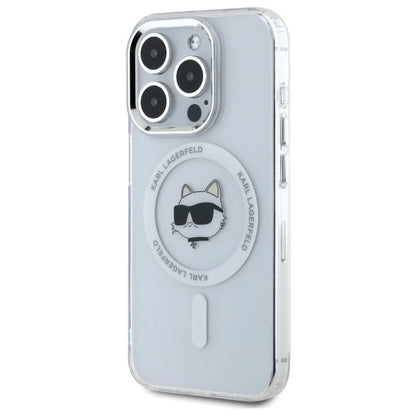 Etui Karl Lagerfeld IML Metal Choupette Head MagSafe na iPhone 15 Pro - białe_1