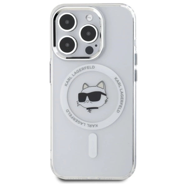 Etui Karl Lagerfeld IML Metal Choupette Head MagSafe na iPhone 15 Pro - białe_2
