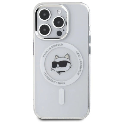 Etui Karl Lagerfeld IML Metal Choupette Head MagSafe na iPhone 15 Pro - białe_2