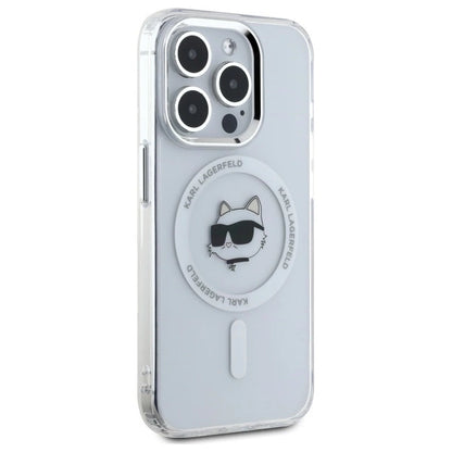Etui Karl Lagerfeld IML Metal Choupette Head MagSafe na iPhone 15 Pro - białe_3