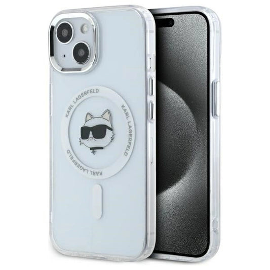 Etui Karl Lagerfeld IML Metal Choupette Head MagSafe na iPhone 15 Plus - białe_0