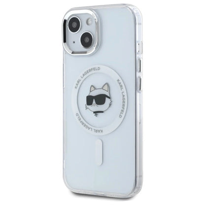 Etui Karl Lagerfeld IML Metal Choupette Head MagSafe na iPhone 15 Plus - białe_1