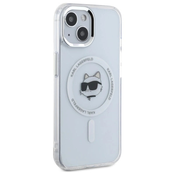 Etui Karl Lagerfeld IML Metal Choupette Head MagSafe na iPhone 15 Plus - białe_3