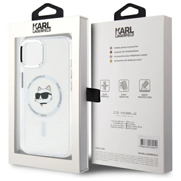 Etui Karl Lagerfeld IML Metal Choupette Head MagSafe na iPhone 15 Plus - białe_7