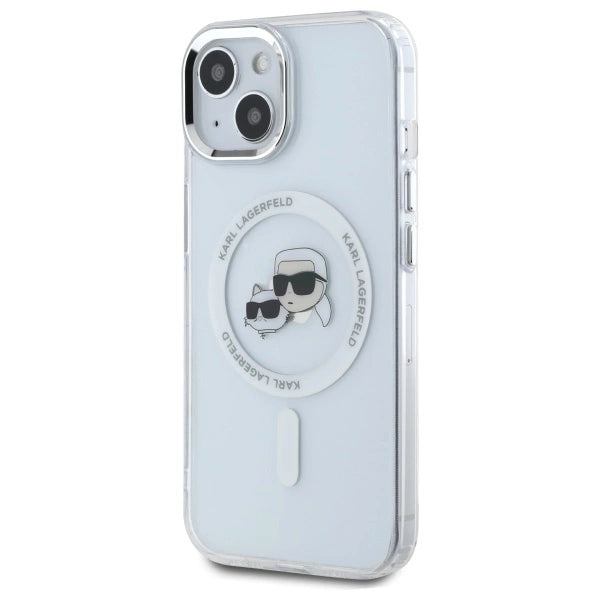 Etui Karl Lagerfeld IML Metal Karl&Choupette Head MagSafe na iPhone 15 - białe_1