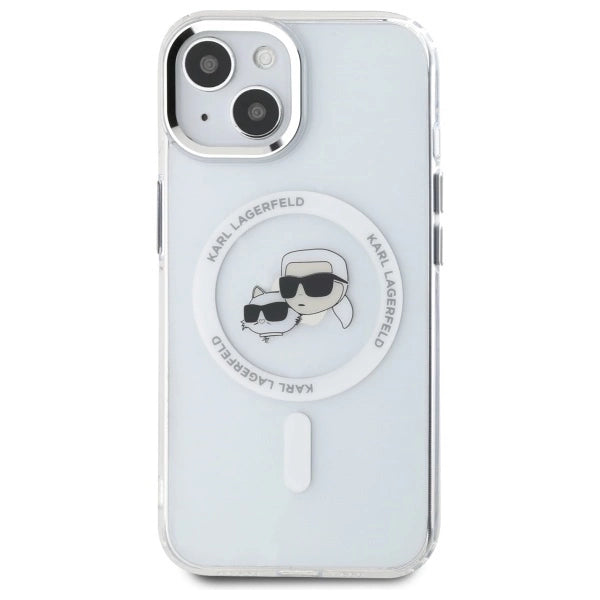 Etui Karl Lagerfeld IML Metal Karl&Choupette Head MagSafe na iPhone 15 - białe_2