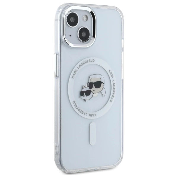 Etui Karl Lagerfeld IML Metal Karl&Choupette Head MagSafe na iPhone 15 - białe_3