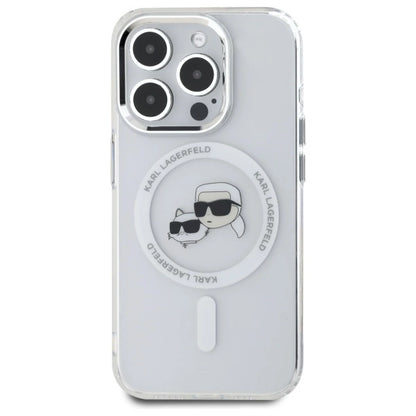 Etui Karl Lagerfeld IML Metal Karl&Choupette Head MagSafe na iPhone 15 Pro Max - białe_2