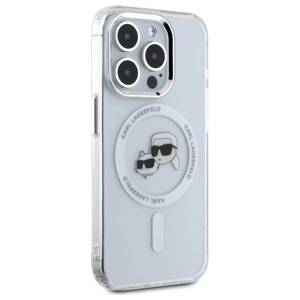Etui Karl Lagerfeld IML Metal Karl&Choupette Head MagSafe na iPhone 15 Pro Max - białe_3