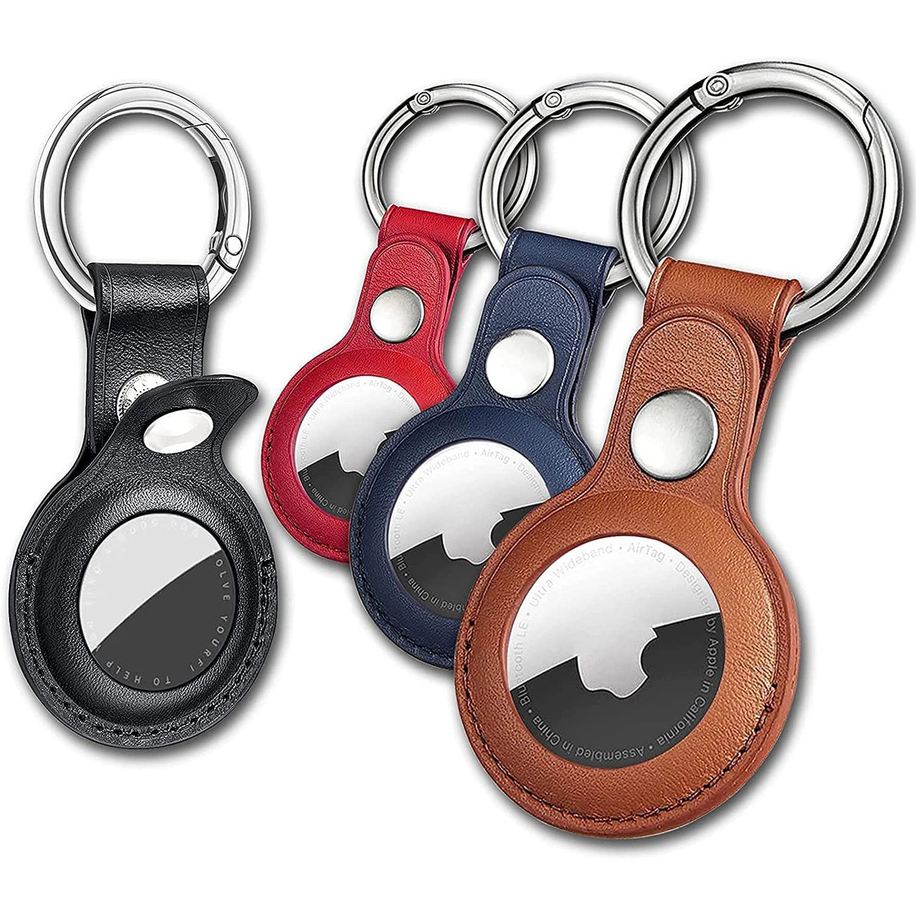 Apple AirTag PU Leather Case - Black, Brown, Red, Blue - 4 pieces_2