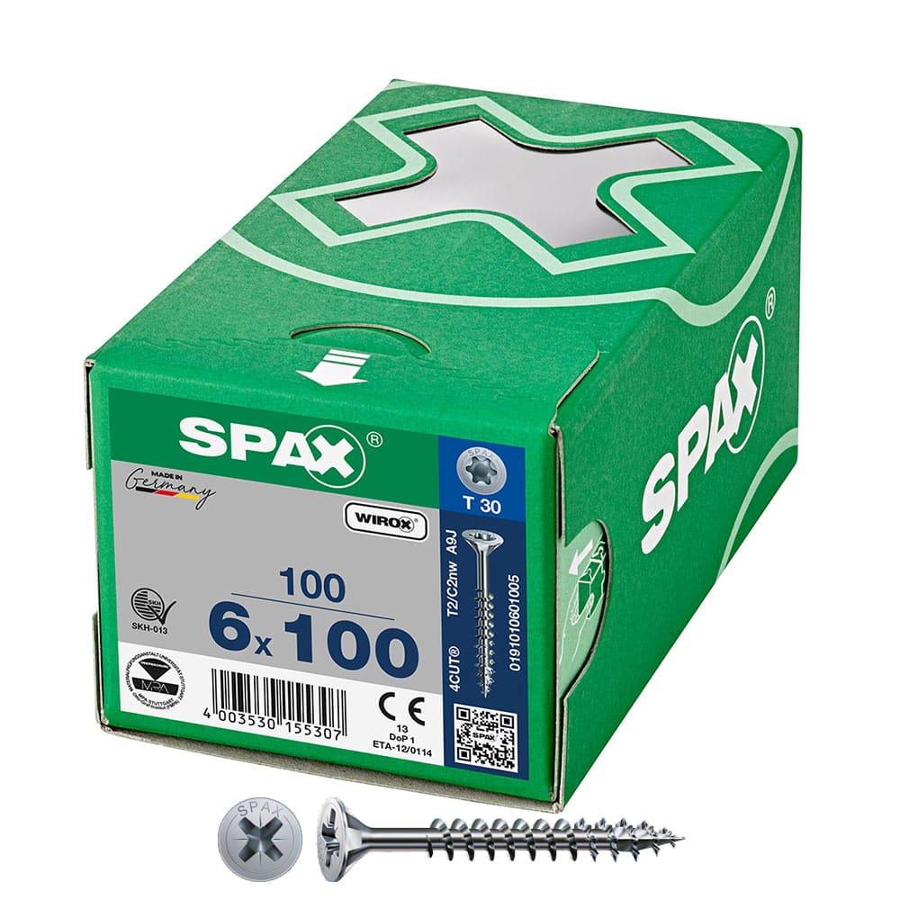 Caixa 100 unidades. parafuso de cabeÃ§a plana universal wirox 6x100mm t30_0