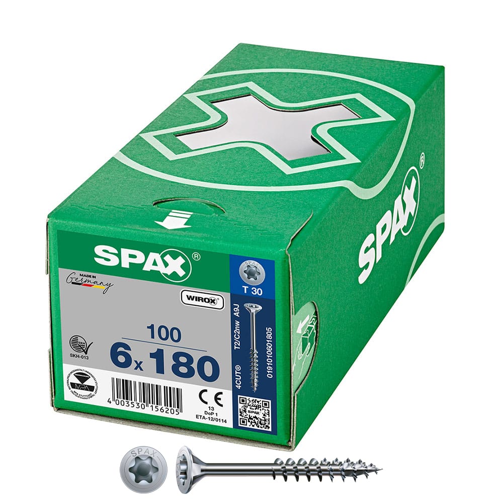 Caixa 100 unidades. parafuso de cabeÃ§a plana universal wirox 6x180mm t30_0
