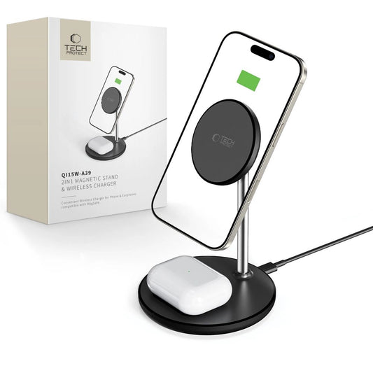 Stacja ładująca Tech-Protect QI15W-A39 2w1 MagSafe - czarna_0