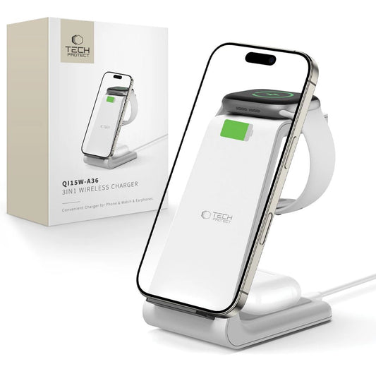Stacja ładująca Tech-Protect QI15W-A36 3w1 dla Apple - biała_0