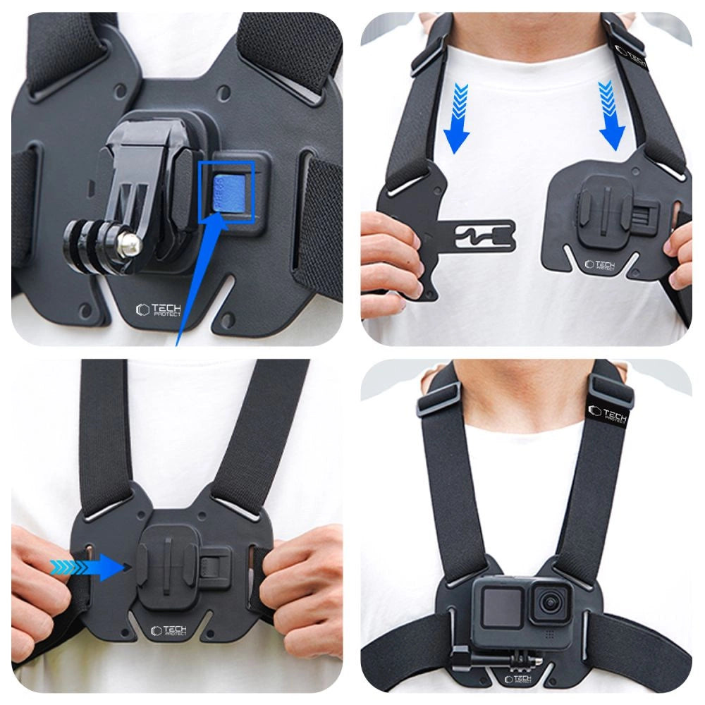 Szelki na klatkę piersiową Tech-Protect GA100 Chest Mount do GoPro / DJI - czarne_3
