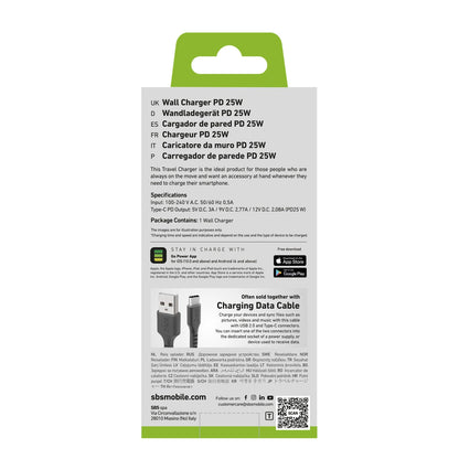 SBS TETR1CPD25 25W USB-C Wall Charger with Power Delivery - Black_1