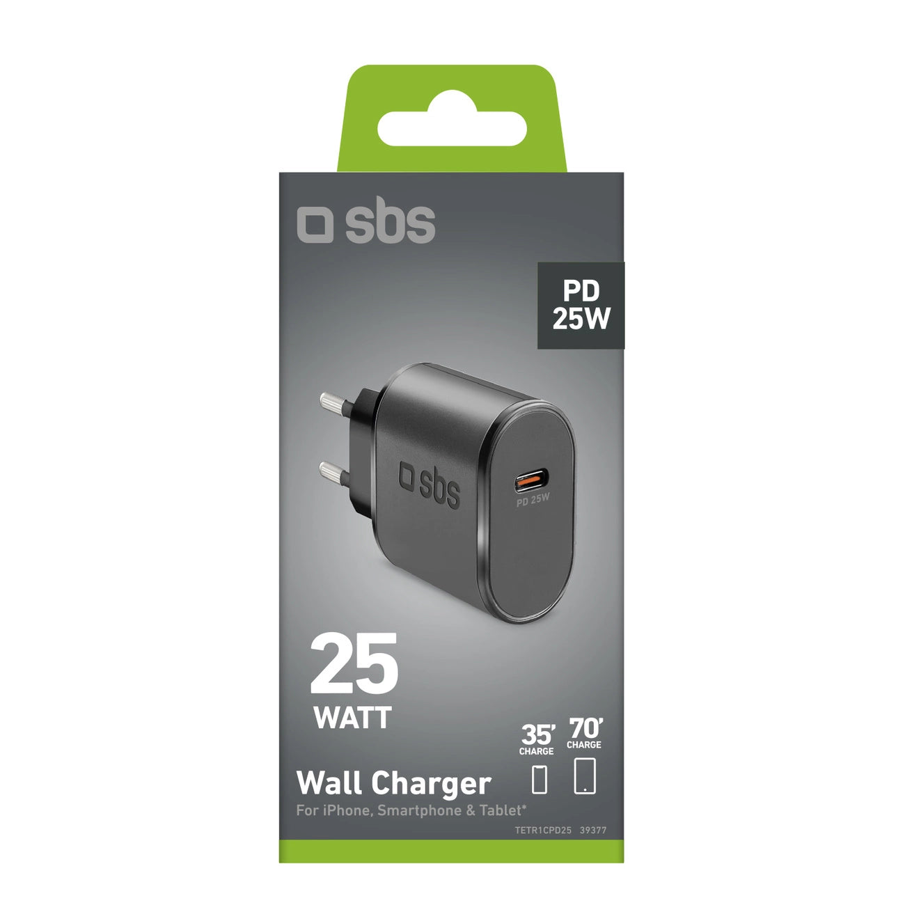 SBS TETR1CPD25 25W USB-C Wall Charger with Power Delivery - Black_2