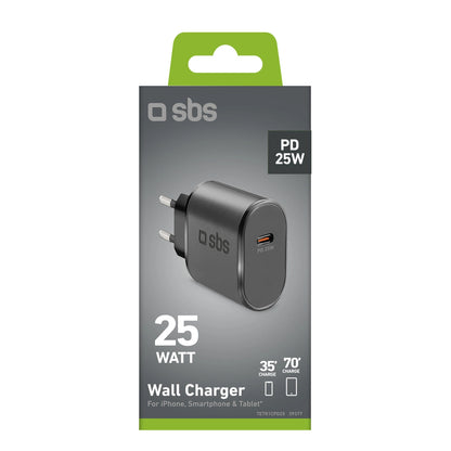SBS TETR1CPD25 25W USB-C Wall Charger with Power Delivery - Black_2