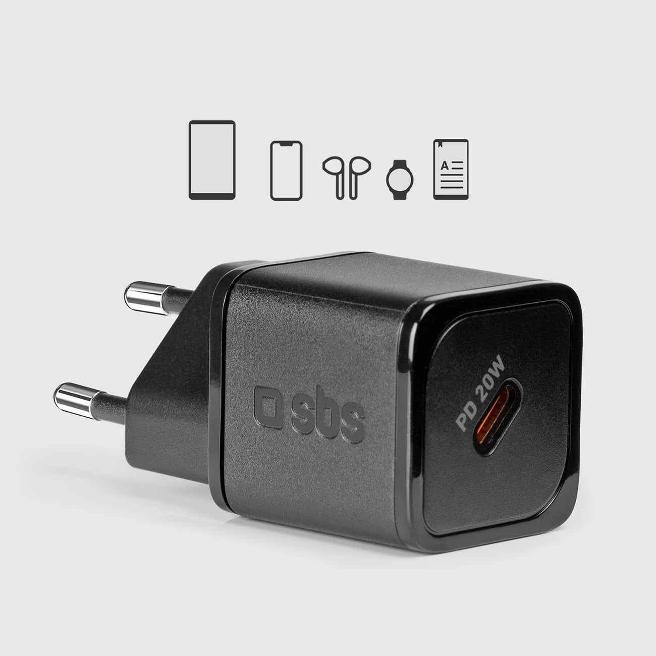 SBS TETRGAN1C20K 20W GaN USB-C Wall Charger with Power Delivery - Black_8