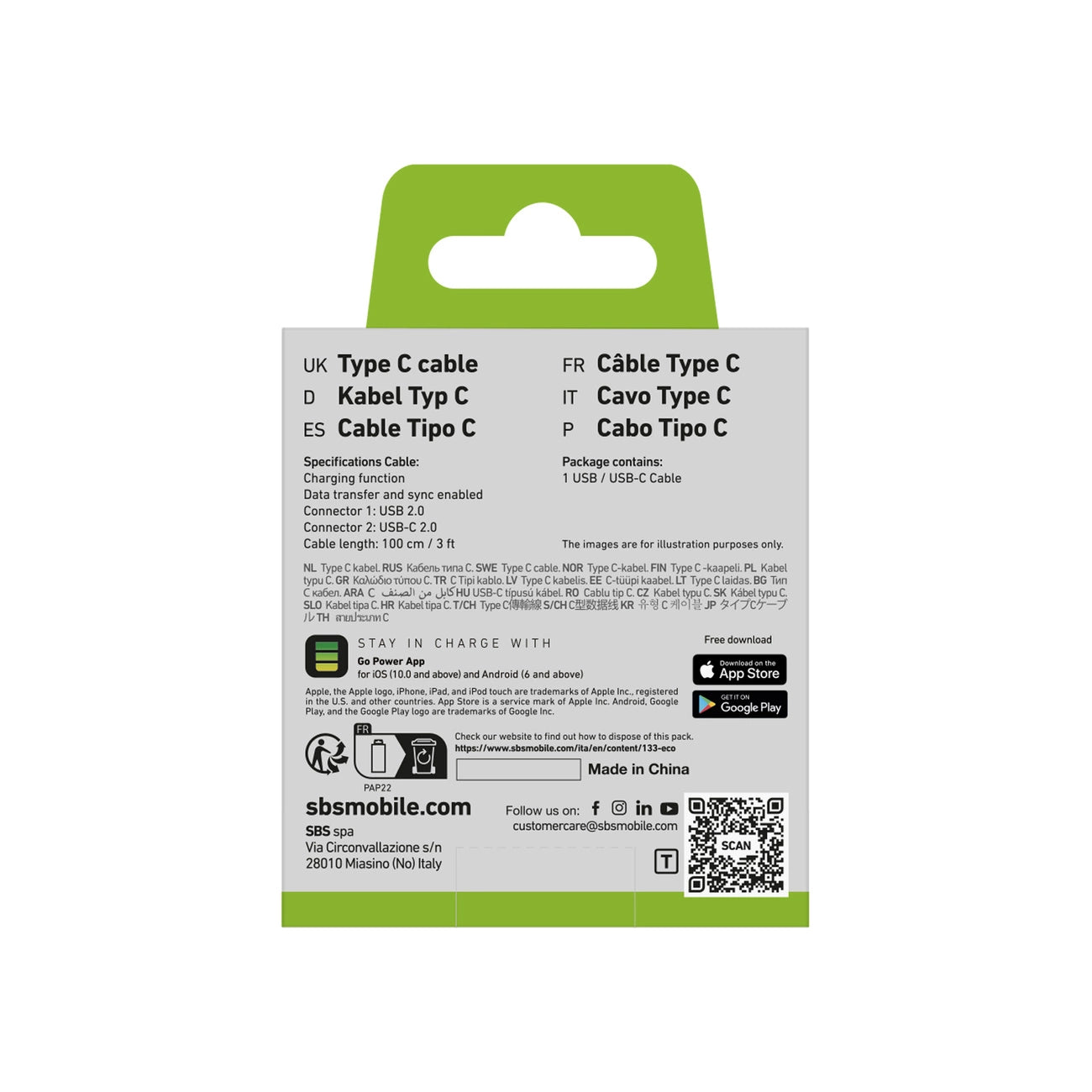 SBS TECABLETYC1KPOS USB-A - USB-C Cable 1m - Black_1