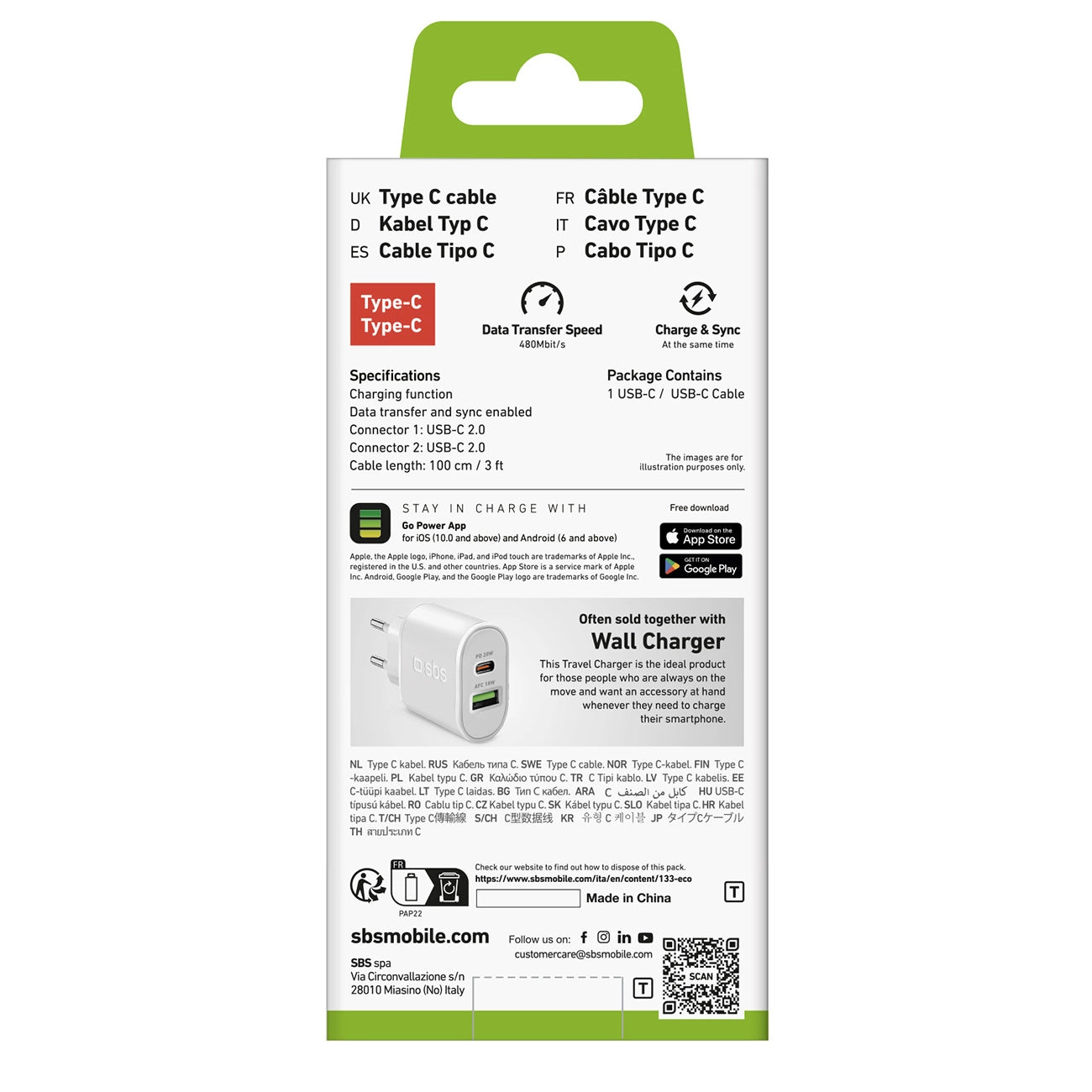 SBS TECABLETCC10W USB-C Cable - USB-C Power Delivery 25W 1 m - white_1