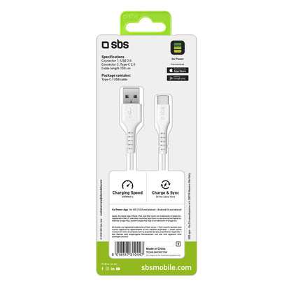 SBS TECABLEMICROC15W USB-A - USB-C Cable 1.5m - White_1