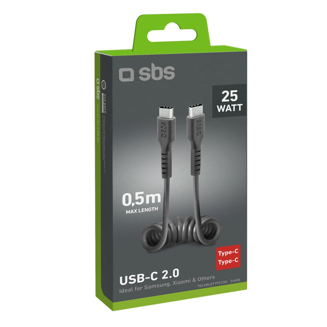 SBS TECABLETYPCCSK USB-C spiral cable - USB-C 0.5m - black_1