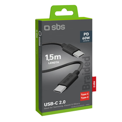 SBS TECABLETISSUETCK USB-C - USB-C 1.5m 60W braided cable - black_1