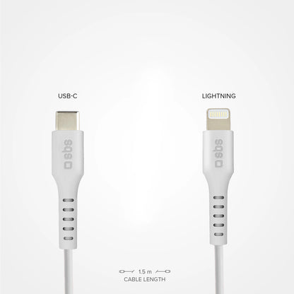 SBS TECABLELIGTC1W USB-C - Lightning Cable MFi Certified, 1m - White_4