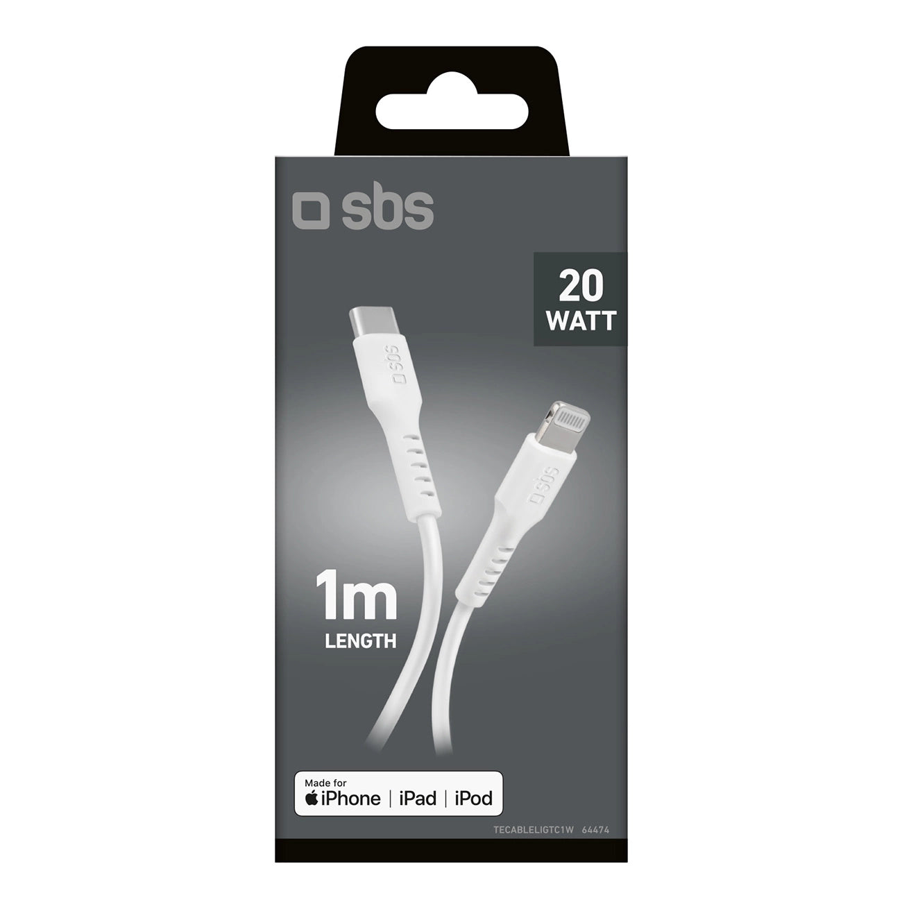 SBS TECABLELIGTC1W USB-C - Lightning Cable MFi Certified, 1m - White_7