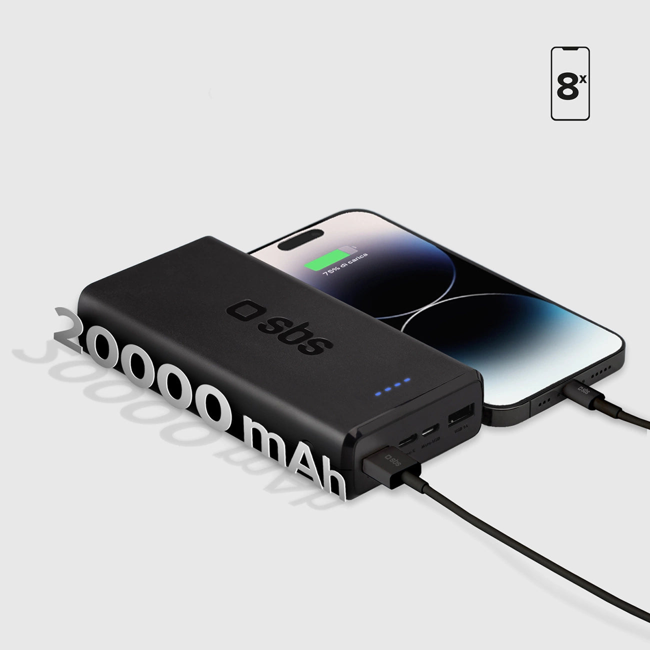 Fast charge power bank: 20,000 mAh, 2 USBs Black_7
