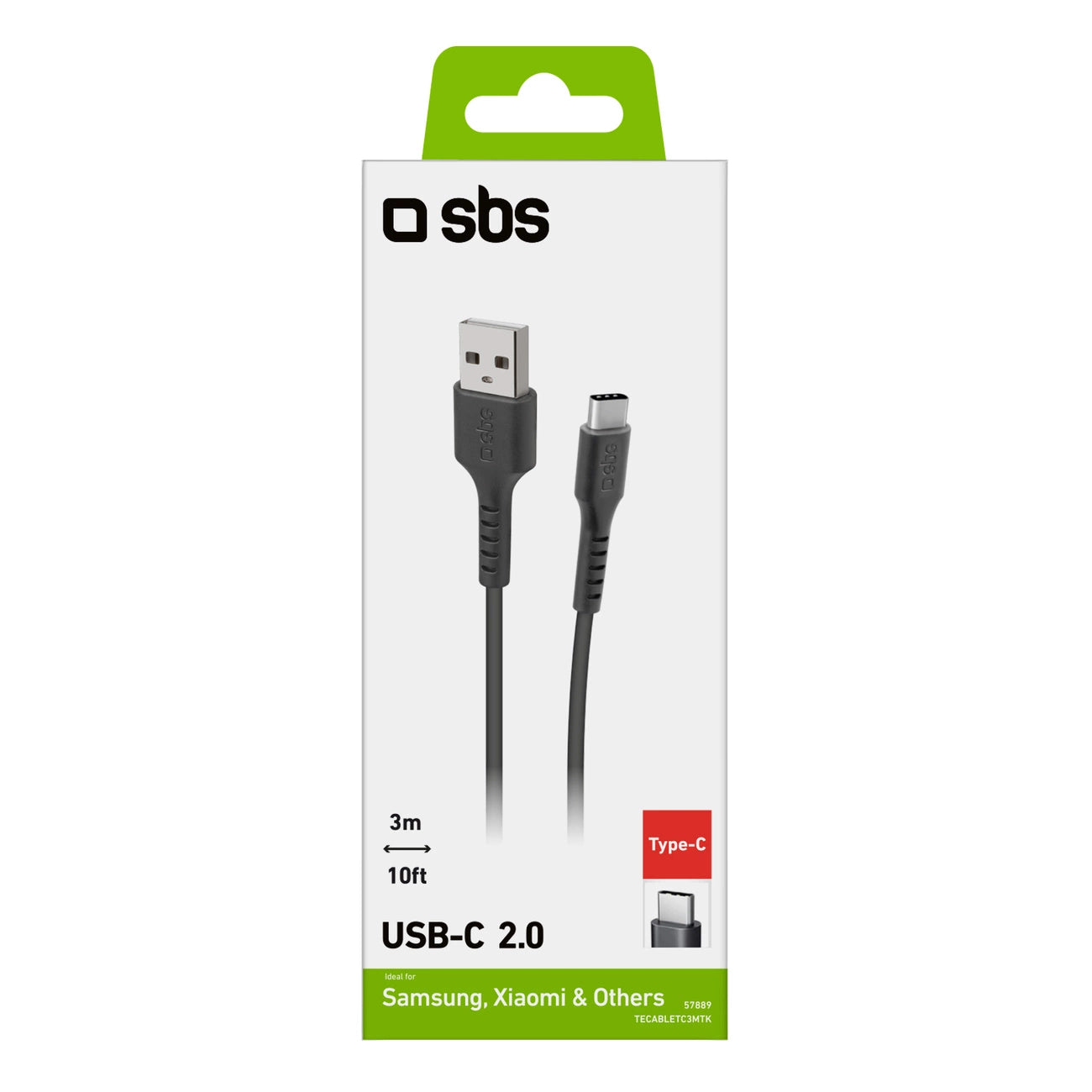 SBS TECABLETC3MTK USB-A - USB-C Cable 3m - Black_2