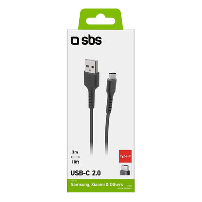 SBS TECABLETC3MTK USB-A - USB-C Cable 3m - Black_2