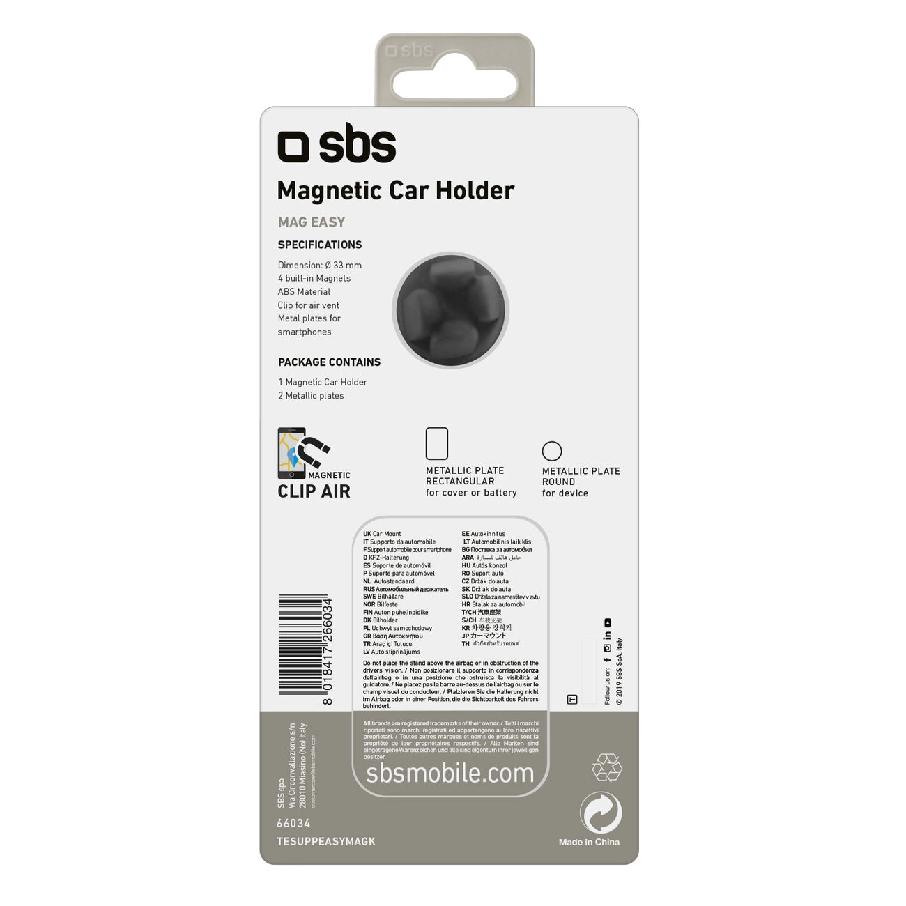 SBS TESUPPEASYMAGK MagSafe compatible smartphone holder for air vent - black_1