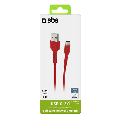 SBS TECABLEMICROC15R USB-A - USB-C Cable 1.5m - Red_1