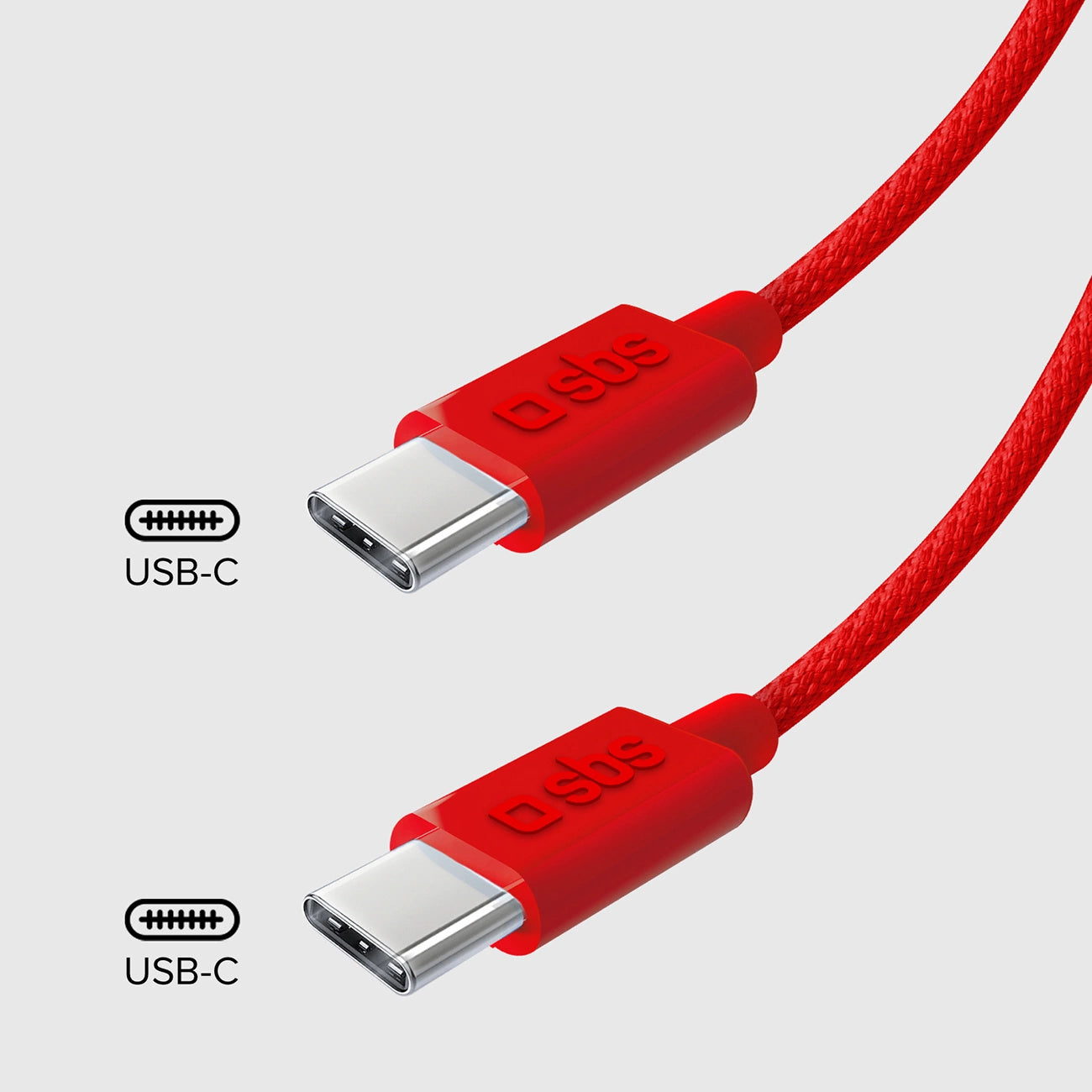 SBS TECABLETISSUETCCR USB-C - USB-C 1.5m 60W Braided Cable - Red_9