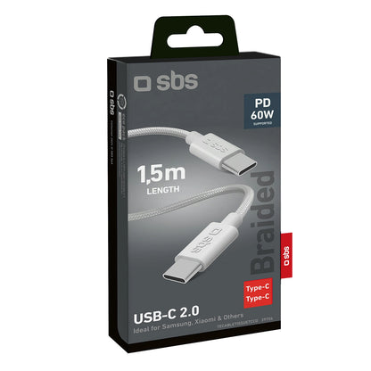 SBS TECABLETISSUETCCG USB-C - USB-C 1.5m 60W braided cable - gray_1